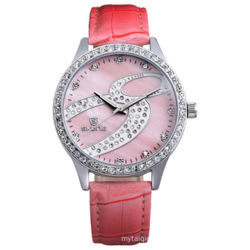 skone9286 rosa las mujeres de la correa de cuero relojes alibaba expreso